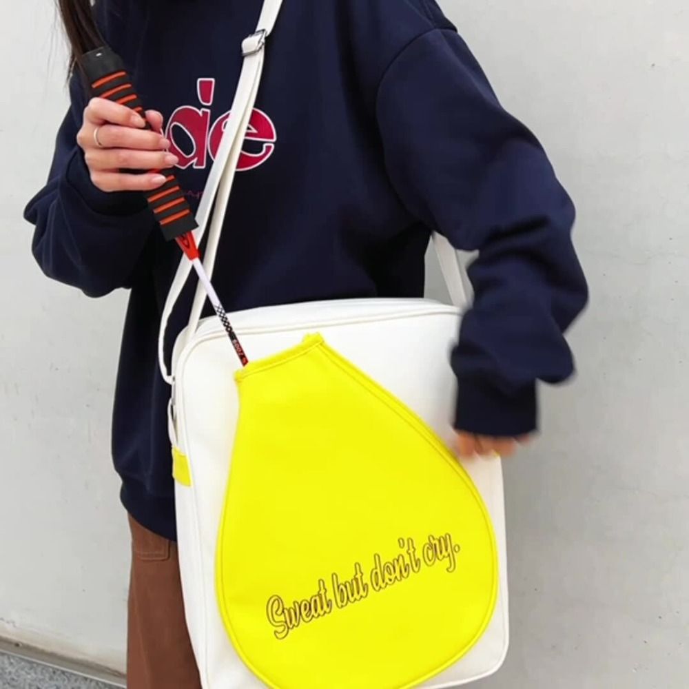 Badminton Single - กระเป๋าใส่ไม้แบดมินตันความจุขนาดใหญ่ หนัง PU สีขาวเหลือง กระเป๋าใส่ไม้แบดมินตันกันน้ำ กระเป๋าใส่ไม้แบดมินตันแบบสะพายไหล่เดียว