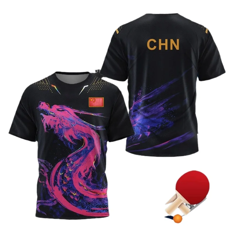 Badminton Hall - เสื้อยืดลายกราฟิก CHINA Dragon สำหรับผู้ชาย เสื้อผ้าแฟชั่น เสื้อยืดกีฬาแบดมินตัน